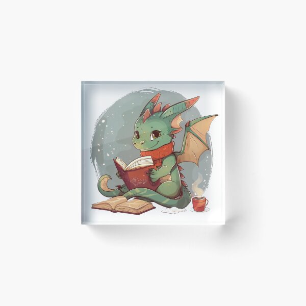 Item preview, Cozy Dragon reading books and drinking hot tea designed and sold by CozyLounge.