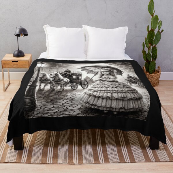 Item preview, Victorian Lady with Umbrella and Horse-Drawn Carriage designed and sold by freackly.