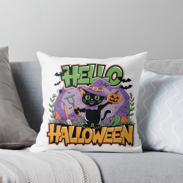 Item preview, Hello Halloween with black cat designed and sold by mbakr1082.