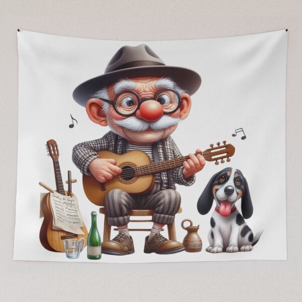 Item preview, Old Man,Dog,Guitar designed and sold by deniz kaya.
