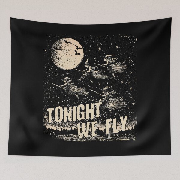 Item preview, Tonight We Fly Halloween Witches Broomstick Vintage Design designed and sold by trendyzcom.