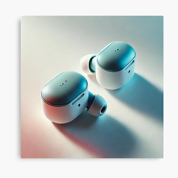 Vista previa del artículo con la obra «Auriculares inalámbricos modernos en superficie blanca», diseñado y vendido por devizz.