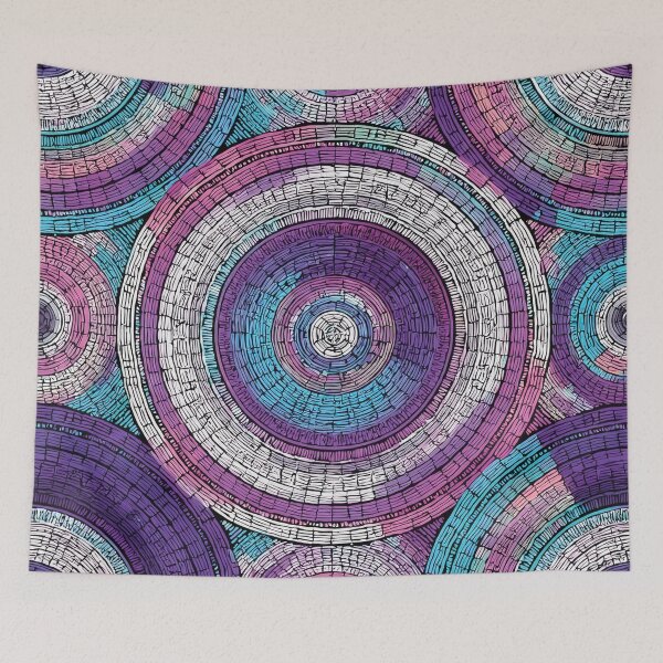 Item preview, A blue circular waves pattern design with intersecting circles and bold hues. designed and sold by HEMRO.