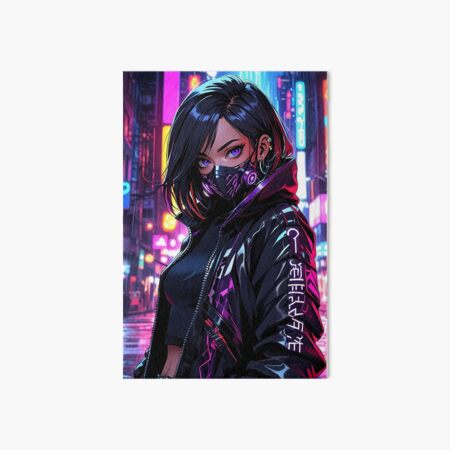 Item preview, Anime Poster Cyberpunk Street Rebel Anime Girl Portrait Canvas Metal Print Poster Art Board designed and sold by RecortShirt.