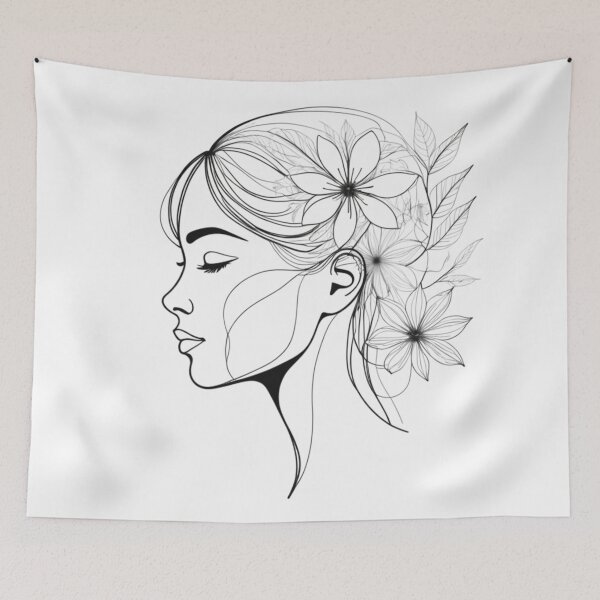 Item preview, Minimalist linear drawing of a woman's face profile designed and sold by jean-nicolas.