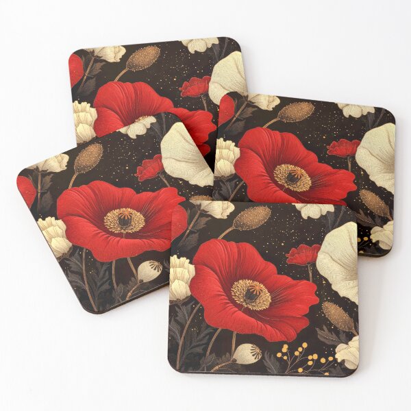 Item preview, Elegant Red and Beige Poppies Painting designed and sold by MargaretWiktor.