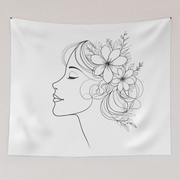 Item preview, Minimalist linear drawing of a woman's face profile designed and sold by jean-nicolas.