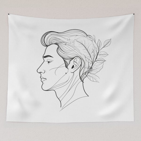 Item preview, Minimalist linear drawing of a man's face profile designed and sold by jean-nicolas.