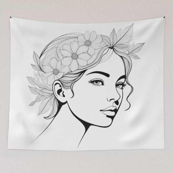 Item preview, Minimalist linear drawing of a woman's face profile designed and sold by jean-nicolas.