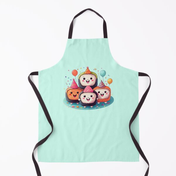 Item preview, "Sushi Party: Smiling Faces in Birthday Hats" designed and sold by WDDesignShop.