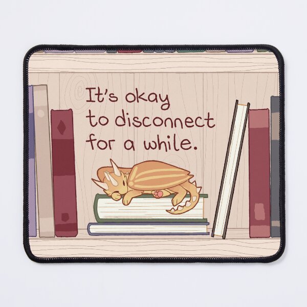 Item preview, "It's Okay to Disconnect for a While" Mini Library Dragon designed and sold by thelatestkate.