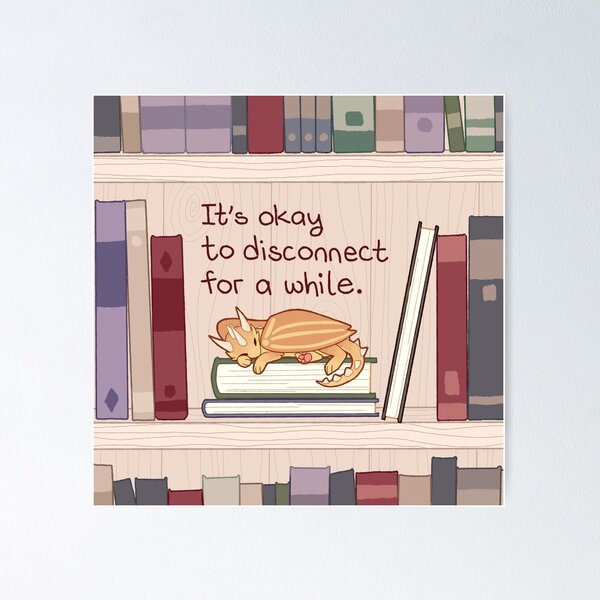 Item preview, "It's Okay to Disconnect for a While" Mini Library Dragon designed and sold by thelatestkate.