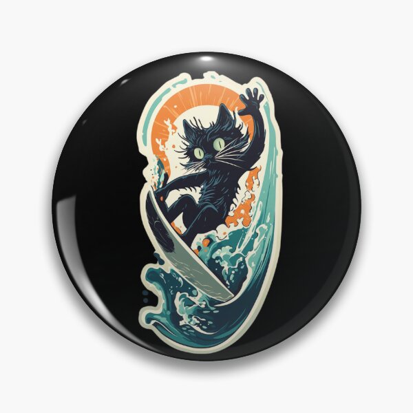 Item preview, Vintage Surfing Sunset - California Surfing Cat designed and sold by triharder12.