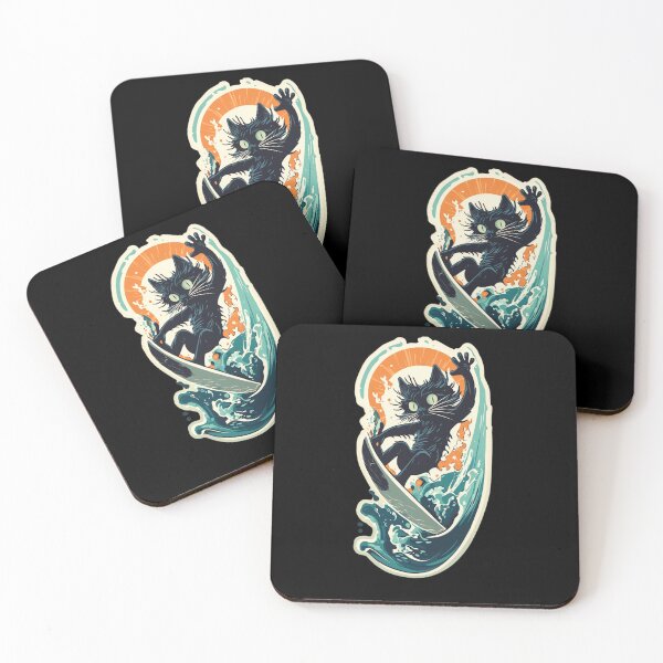 Item preview, Vintage Surfing Sunset - California Surfing Cat designed and sold by triharder12.
