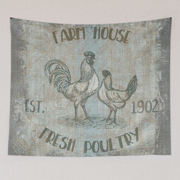 Artikelvorschau, Vintage Huhn Sackleinen Signage entworfen und verkauft von sunnthreads.