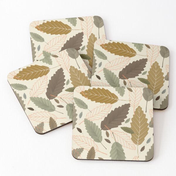 Item preview, Chestnut Leaves With Orange Lines on Ecru Halfdrop designed and sold by Art in My Loft.