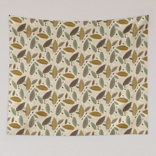 Item preview, Chestnut Leaves With Orange Lines on Ecru Halfdrop designed and sold by Art in My Loft.