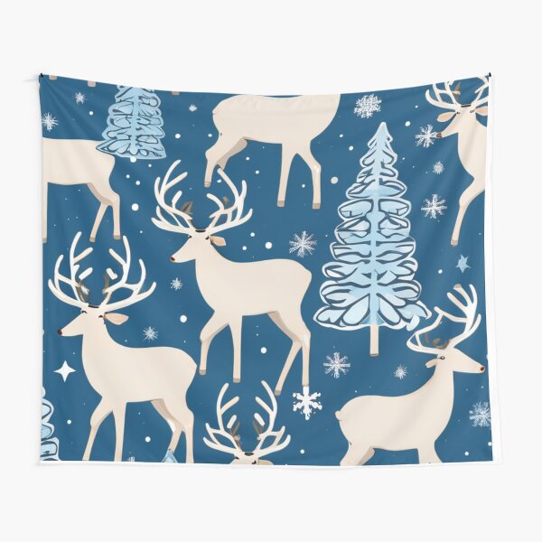 Item preview, Christmas Trees Christmas tree Blue Reindeer Pattern  designed and sold by kayadrawingart.