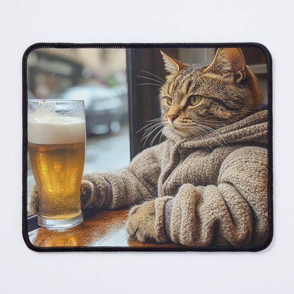 Item preview, Cozy Cat with Beer - Funny Chill Vibes designed and sold by Narkusdesign.