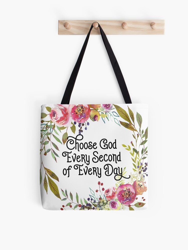 Christian Quote Watercolor Flower Tote Bag for Sale by walk-by-faith