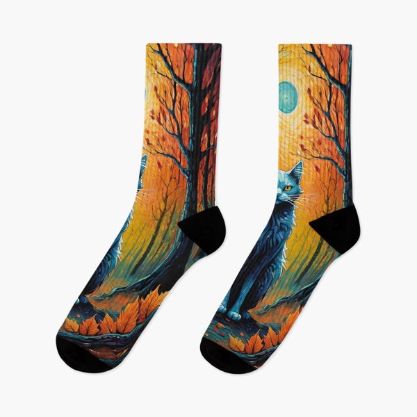 Item preview, Autumn Forest Cat with Fiery Foliage designed and sold by LyssasMindArt.