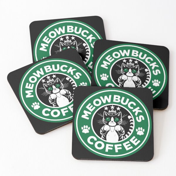 Item preview, Meowbucks Coffee Logo designed and sold by Lociro.