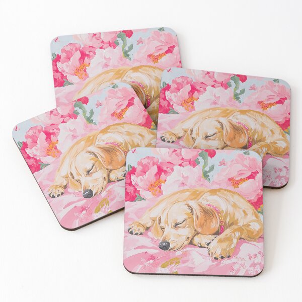 Item preview, Pink Preppy Dachshund Floral Painting designed and sold by Creative Brat Design Studio.
