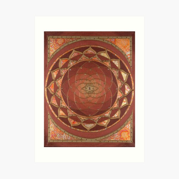 Bronze Spiral Mandala Art Print