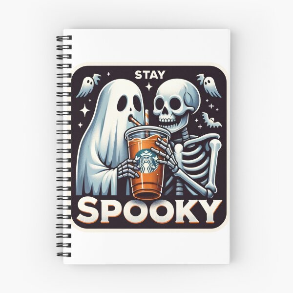 Item preview, Ghost and Skeleton drinking iced coffee Stay Spooky!! Stickers and more designed and sold by CRandRRstickers.