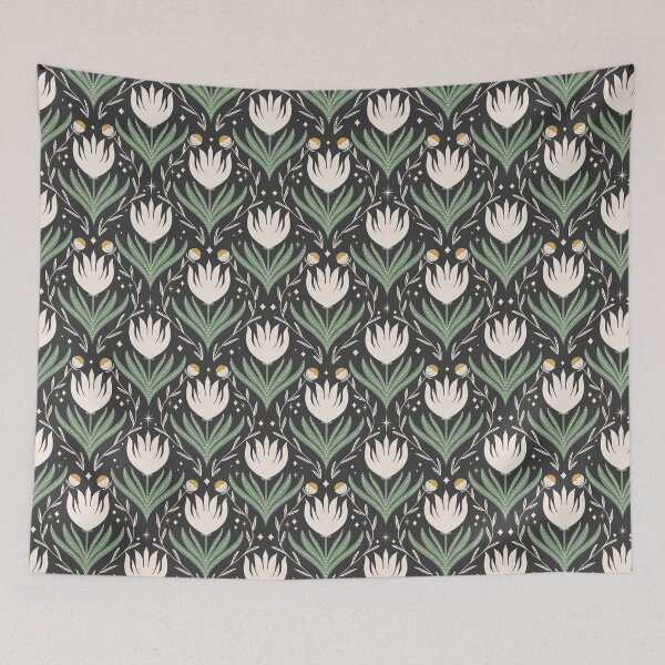 Item preview, Moody modern floral damask charcoal designed and sold by susycosta.