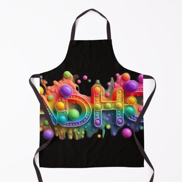 Item preview, The inscription: "ADHD" made of pop up toy and runny paint in rainbow, bright colors on a black background. designed and sold by My-fake-places.