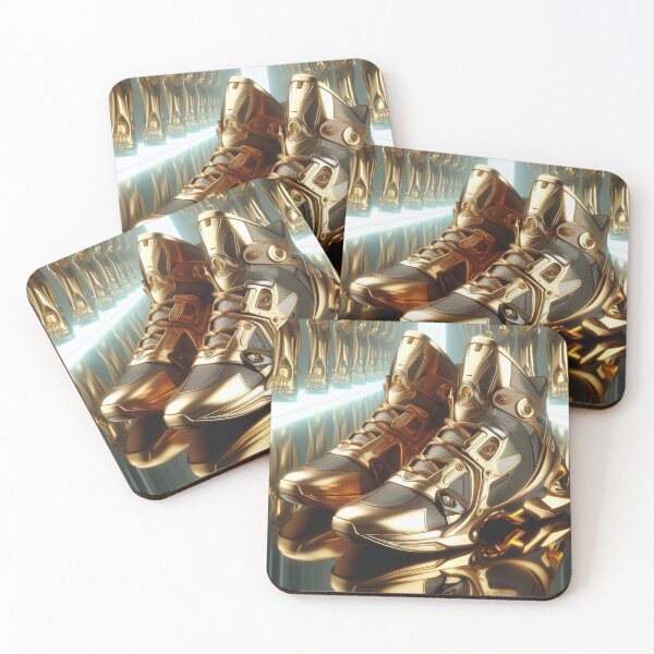 Item preview, Golden Futuristic Sneakers designed and sold by ZenOfAIarts.