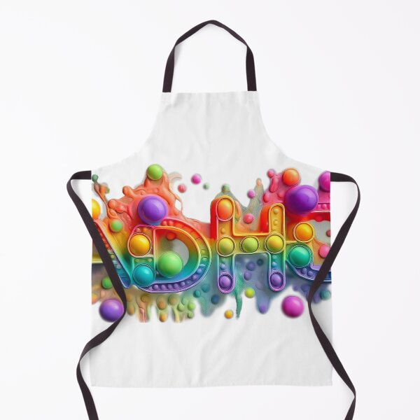 Item preview, The inscription: "ADHD" made of pop up toy and runny paint in rainbow, bright colors on a white background. designed and sold by My-fake-places.