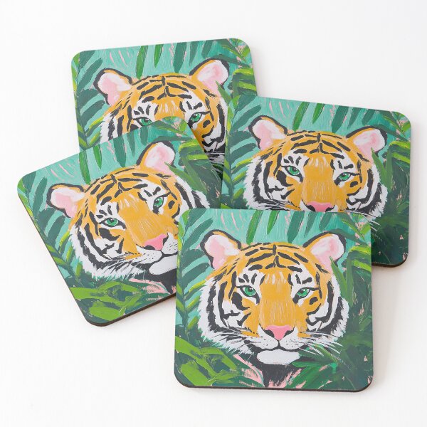 Item preview, Tropical Pink Preppy Tiger designed and sold by Creative Brat Design Studio.