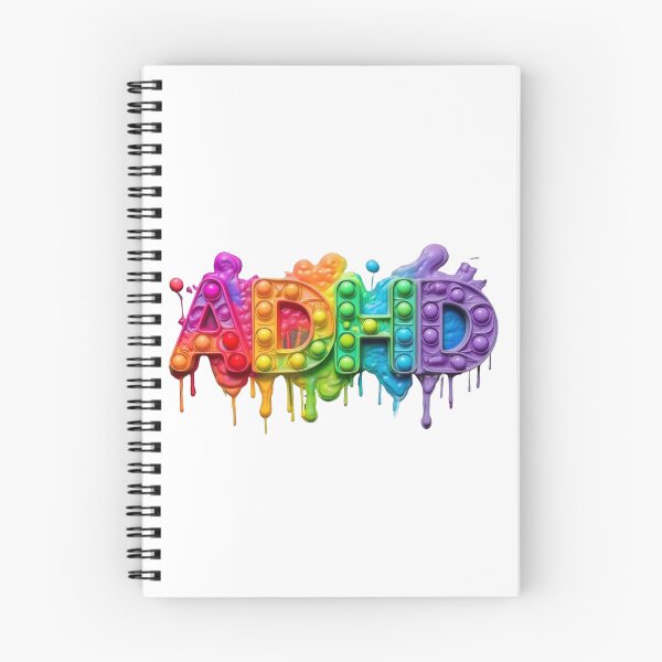 Item preview, The inscription: "ADHD" made of pop up toy and runny paint in rainbow, bright colors on a white background.2 designed and sold by My-fake-places.