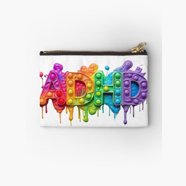 Item preview, The inscription: "ADHD" made of pop up toy and runny paint in rainbow, bright colors on a white background.2 designed and sold by My-fake-places.