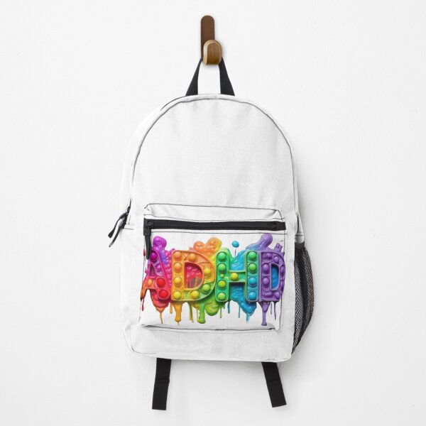 Item preview, The inscription: "ADHD" made of pop up toy and runny paint in rainbow, bright colors on a white background.2 designed and sold by My-fake-places.