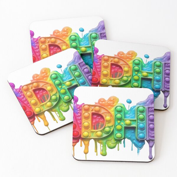 Item preview, The inscription: "ADHD" made of pop up toy and runny paint in rainbow, bright colors on a white background.2 designed and sold by My-fake-places.