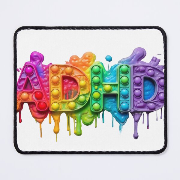 Item preview, The inscription: "ADHD" made of pop up toy and runny paint in rainbow, bright colors on a white background.2 designed and sold by My-fake-places.