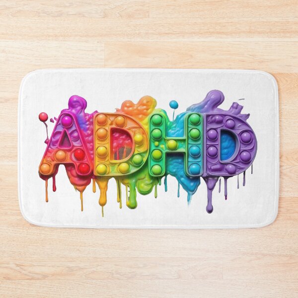 Item preview, The inscription: "ADHD" made of pop up toy and runny paint in rainbow, bright colors on a white background.2 designed and sold by My-fake-places.