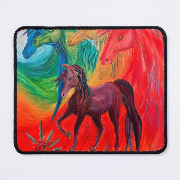 Item preview, Colorful Spirit Horses with Dreamcatcher: Abstract Rainbow Horse Artwork, Wild Horse Painting, Horse Lover Gifts, Bold Equestrian Art designed and sold by Windwalker Dreams Art.