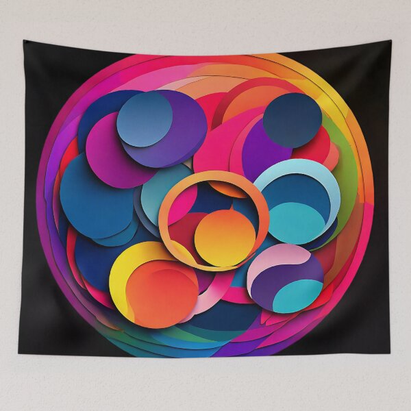Item preview, Multicolored overlapping circles with rainbow hues for a playful leggings designed and sold by Tchoice.