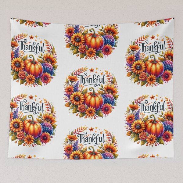 Item preview, Pumpkins and flowers "Thankful" Stickers and more designed and sold by CRandRRstickers.