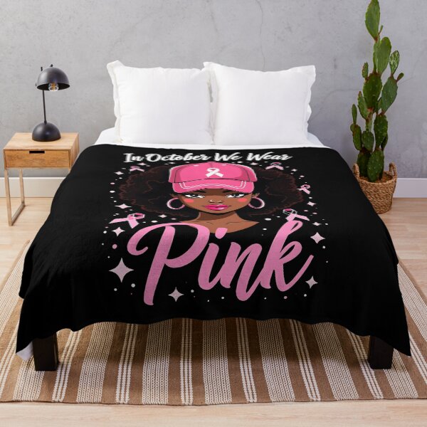 Item preview, Afro Woman in Pink Supporting Breast Cancer Fighters designed and sold by AnasLN.
