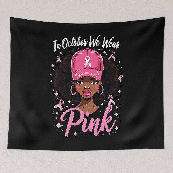 Item preview, Afro Woman in Pink Supporting Breast Cancer Fighters designed and sold by AnasLN.