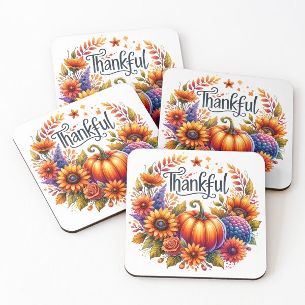 Item preview, Pumpkins and flowers "Thankful" Stickers and more designed and sold by CRandRRstickers.