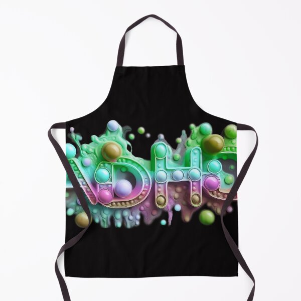 Item preview, The inscription: "ADHD" made of pop up toy and runny paint in rainbow, pastel colors on a black background.6 designed and sold by My-fake-places.