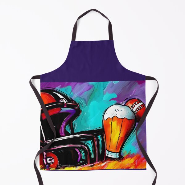 Item preview, American Football Helmet with Foamy Beer - Vibrant Sports Art with Energetic Purple, Blue, Yellow Generative AI designed and sold by OlfactoART Studio.