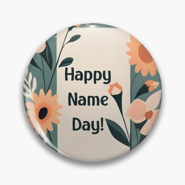 Item preview, Happy Name Day celebration with a green floral framed message designed and sold by EmeraldeaArt.