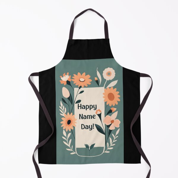 Item preview, Happy Name Day celebration with a green floral framed message designed and sold by EmeraldeaArt.